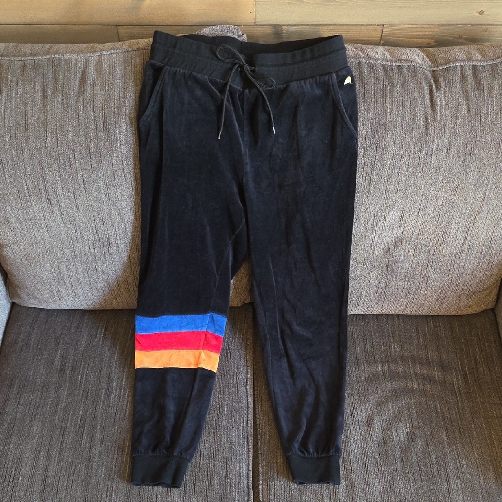 Women's Black Joggers with Colorful Stripes Detail On Leg And Back Pocket